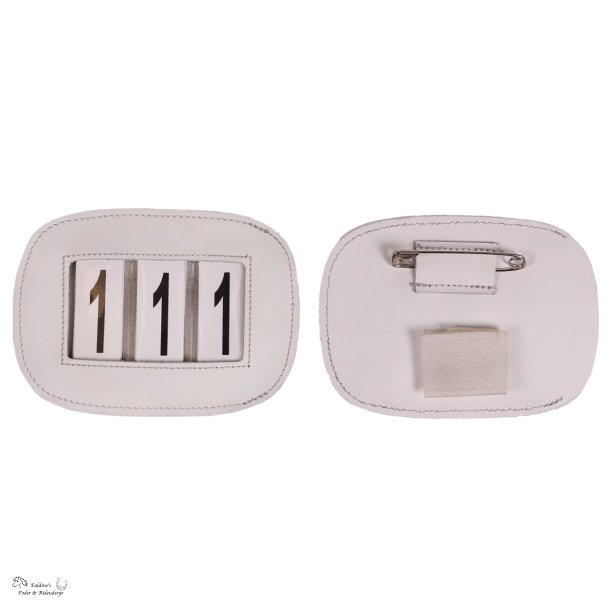 St�vnenummer i l�der, med 3 cifre, Hvid. 1 stk