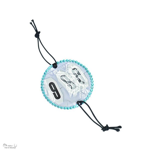 St�vnenummer med bl� krystalsten