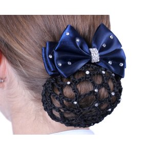 Hrnet med sljfe og rhinsten, Sort/Navy