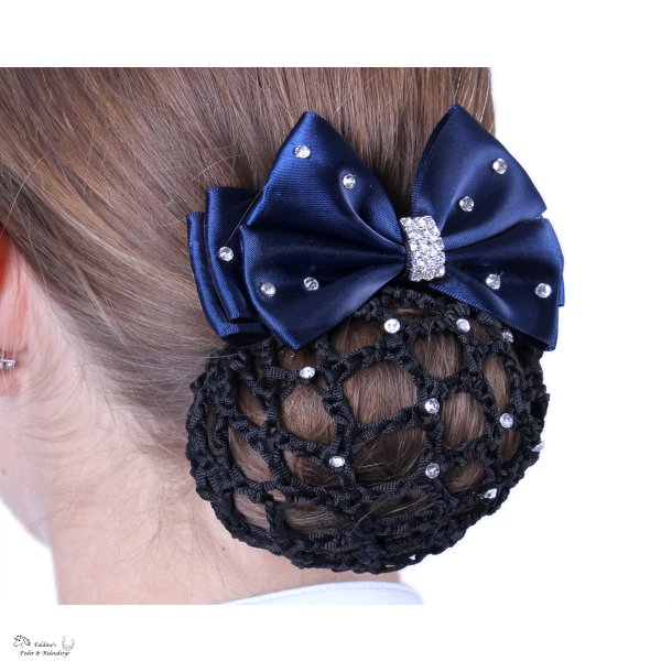 H�rnet med sl�jfe og rhinsten, Sort/Navy