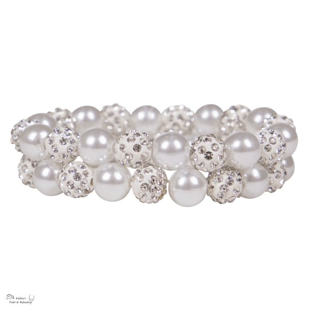 H�r scrunchie med perler, Hvid