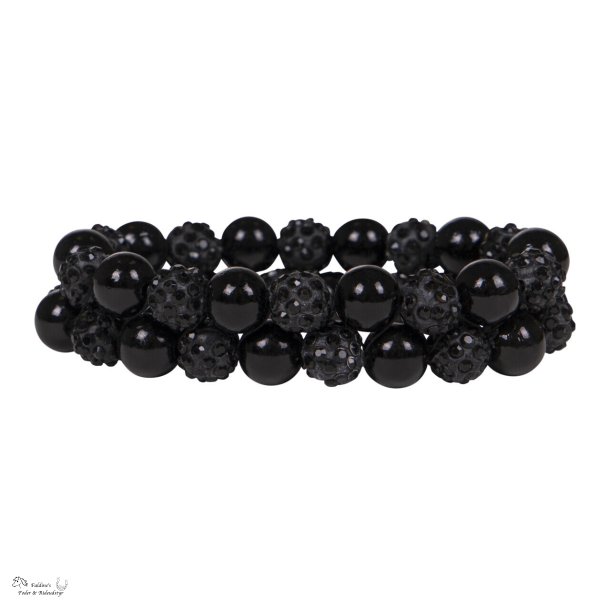 H�r scrunchie med perler, Sort