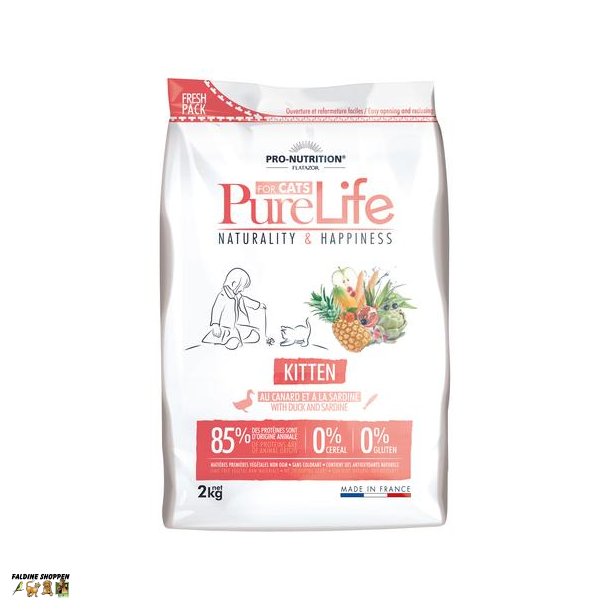 Purelife Cat Kitten- kornfri, 2 kg