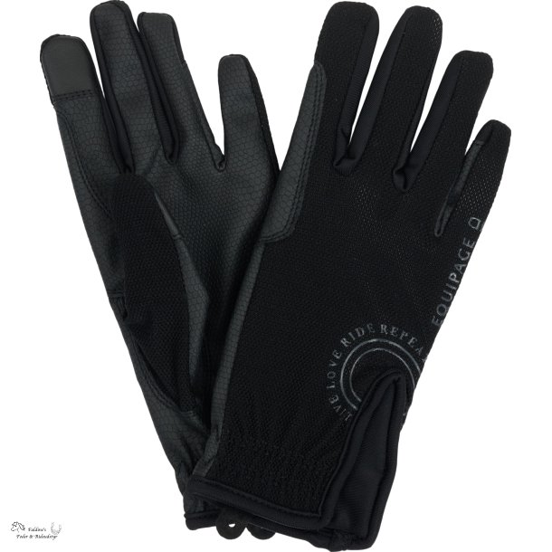 EQ KIDS Terina Mesh Ridehandske, Sort